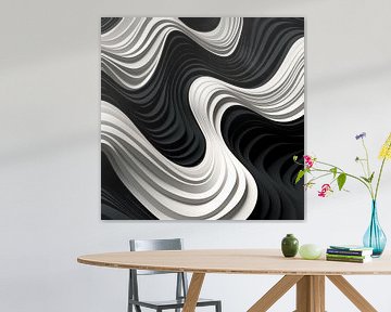 Golven modern zwart-wit van TheXclusive Art