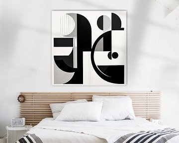 Modern shapes abstract black and white by The Xclusive Art