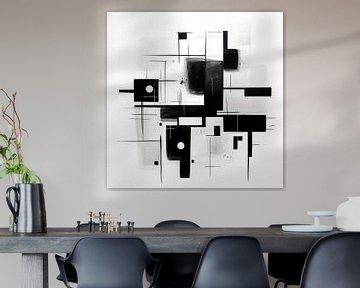 Modern shapes abstract box black and white by The Xclusive Art