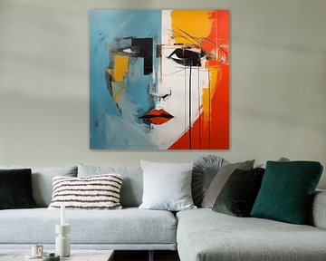 Vrouwelijke gezicht abstract in kleur van The Exclusive Painting