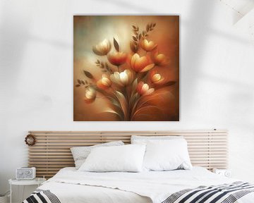 Gestileerd bosje tulpen in zonlicht van Digital Art Nederland