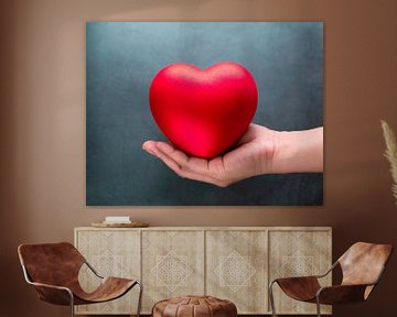Rotes Herz mit Hand von Mustafa Kurnaz