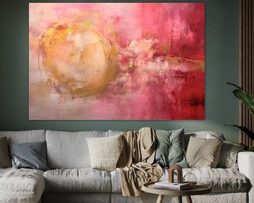 Abstract, roze, goud en rood, peach fuzz van Joriali Abstract