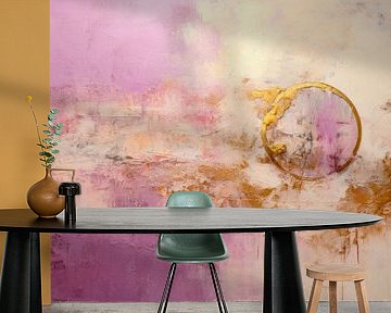 Abstract, roze, goud en paars, peach fuzz van Joriali Abstract