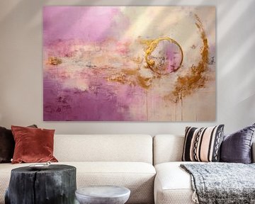 Abstract, roze, goud en paars, peach fuzz van Joriali Abstract