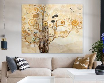 Arbre d'or sur Peinture Abstraite