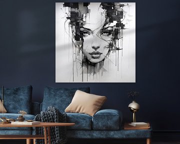 Moderne vrouw artistiek/abstract, portret van TheXclusive Art