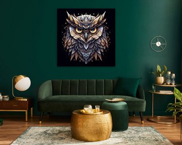 Hibou géométrique foncé sur TheXclusive Art