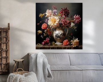 Vaas met bloemen kleurrijk van The Xclusive Art