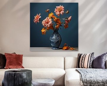 Vase à fleurs bleu sur TheXclusive Art