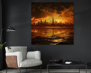 Gouden stad skyline van The Xclusive Art