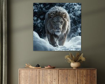 Löwe im Schnee von DNH Artful Living