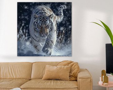 Tigre dans la neige sur DNH Artful Living
