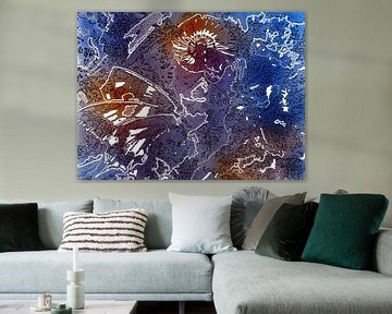 Paradijs met vlinder en schelp in lijnen van Claudia Gründler