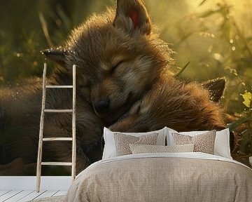 Wolf pup in the morning sun by DNH Expressions