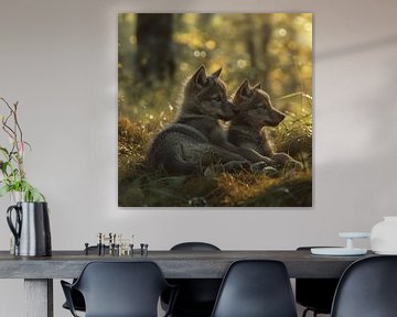 wolf pups in the morning sun by DNH Artful Living