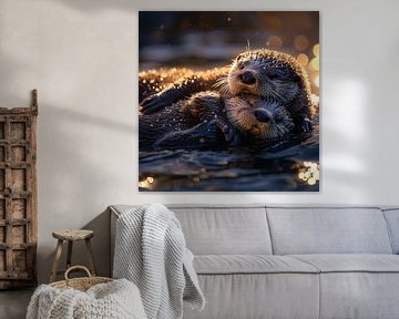 Otters in the sun by DNH Artful Living