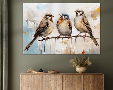 Birds and Abstraction | Bird Artwork by Blikvanger Schilderijen