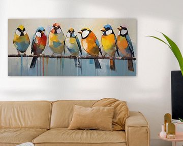 Colorful Bird Variety | Colorful Bird Art by Blikvanger Schilderijen