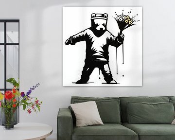 Ours de street art Flower Thrower sur YArt