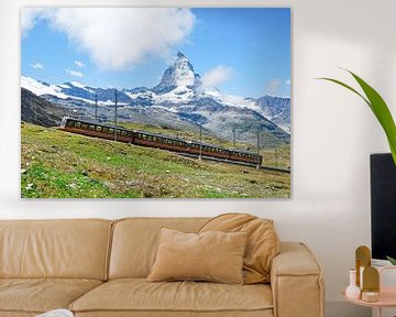 Gornergratbahn train with view of the Matterhorn by Kees van den Burg