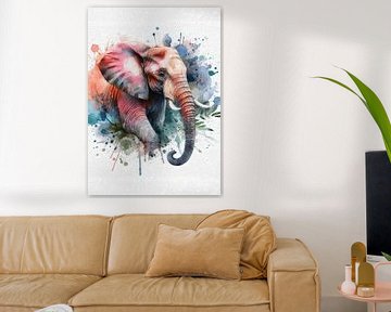 olifant aquarel van widodo aw