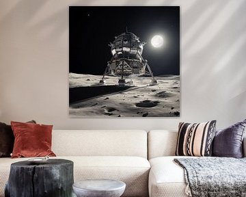 Lune L'atterrisseur lunaire face au soleil sur The Xclusive Art