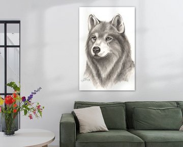 Wolf in drybrush techniek van Larisa Jevsjoekova