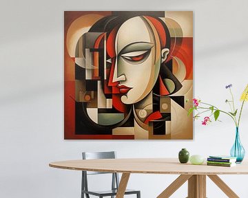Gesicht Rot Kubismus von TheXclusive Art