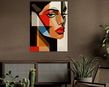 Kubistisch Visioen - Abstract Portret van Vrouwelijk Silhouet in Gedempte kleuren