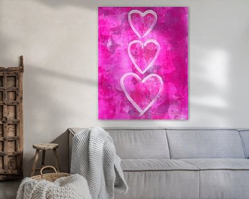 Family of hearts in pink by Karen Kaspar