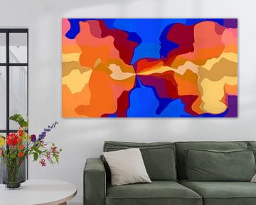 Distractions I (Abstracte kunst in Blauw en Oranje) van Caroline Lichthart