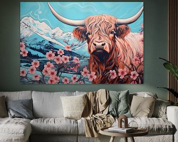 Elegantie van contrasten: het majestueuze Hoogland vee in stedelijke fusie van Peter Balan