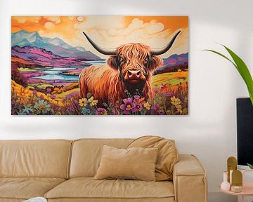 L'élégance des contrastes : le majestueux Highland Cattle en fusion urbaine sur Peter Balan