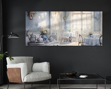 Blauw Interieur van Abstract Schilderij