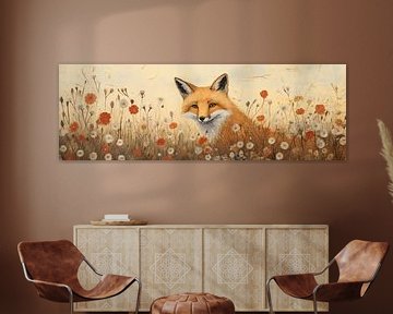 Renard parmi les fleurs sur De Mooiste Kunst