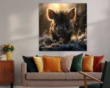Baby wild boar in the morning sun by DNH Artful Living