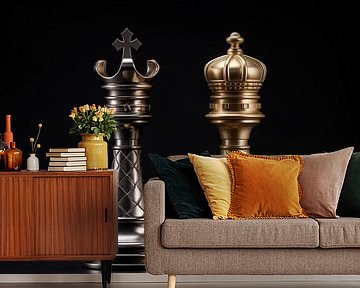 King and queen chess piece gold and silver by TheXclusive Art