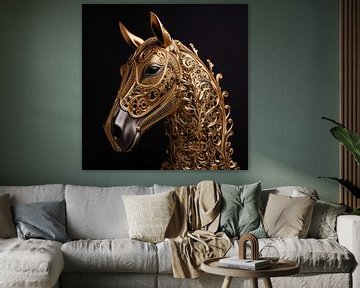 Portrait d'un cheval d'or sur The Xclusive Art