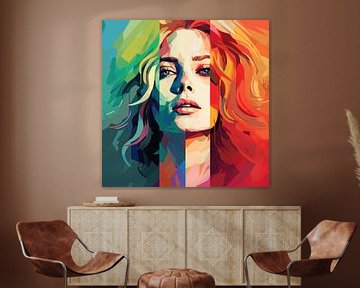 Abstract vrouw in kleuren van TheXclusive Art