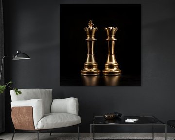 King and queen chess piece gold by The Exclusive Painting