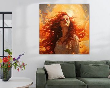 Vrouw met rood haar in de zon van The Xclusive Art