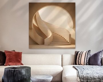 Cage d'escalier blanche minimaliste sur TheXclusive Art