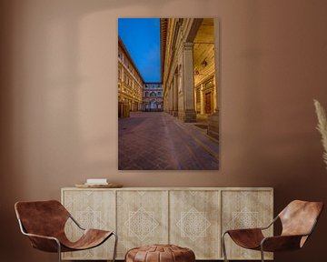 Florenz, Platz bei den Uffizien in der blauen Stunde von Maarten Hoek