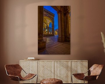 Florence, Uffizi and the Loggia dei Lanzi in the blue hour by Maarten Hoek