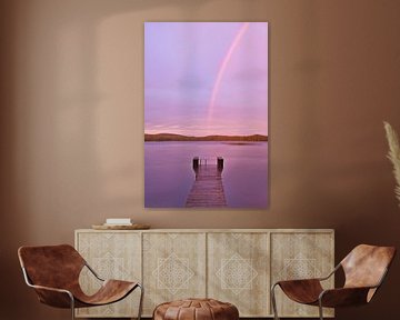 Rainbow over a Swedish lake by Martin Köbsch