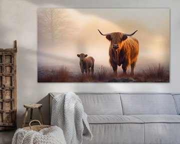 Scottish Highlanders: Mother and Child by ByNoukk