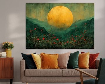 Coucher de soleil dans un paysage abstrait moderne sur Studio Allee