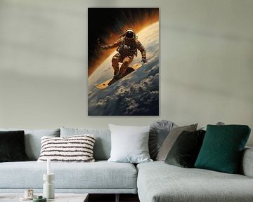 Astronaut beim Surfen im Weltraum von Danny van Eldik - Perfect Pixel Design