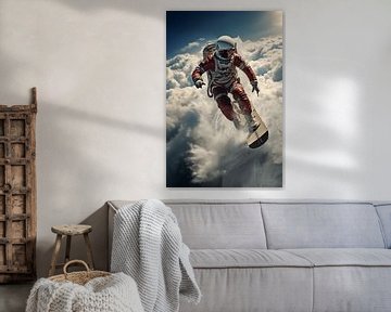 Astronaut surfend op de wolken van Danny van Eldik - Perfect Pixel Design